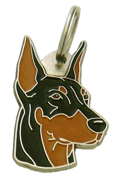 Dobermann orelhas cortadas <br> (placa de identificação para cães, Gravado incluído)